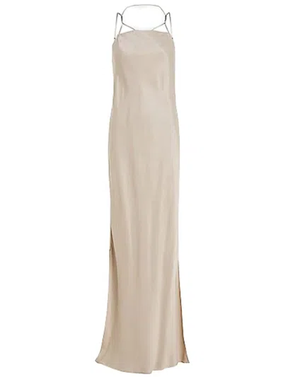 Calvin Klein Viscose Slip Maxi Length Dress Clothing In Nude & Neutrals