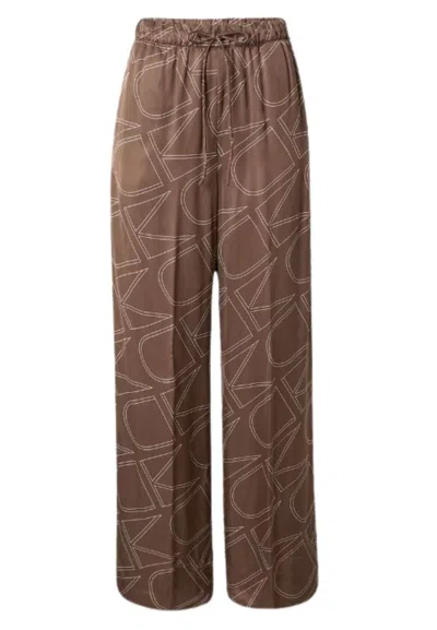 Calvin Klein Viscose Twill Wide Leg Pants In Marrone