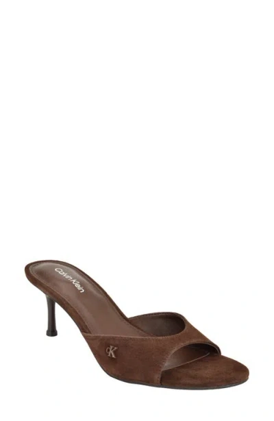 Calvin Klein Vixie Slide Sandal In Brown