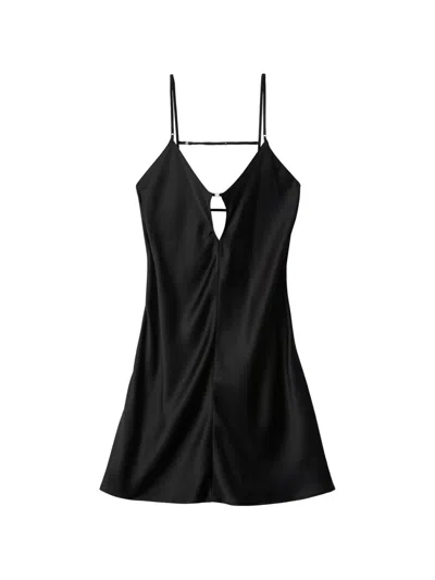 Calvin Klein V-neck Cut-out Nightdress In Black