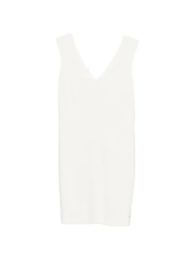 Calvin Klein V-neck Sleeveless Dress In White