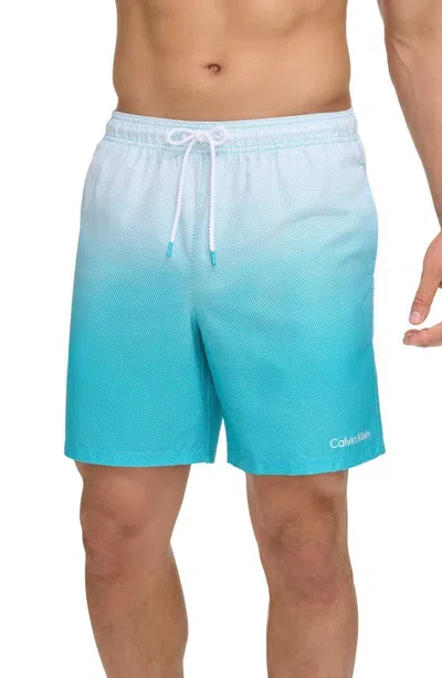 CALVIN KLEIN VOLLEY SWIM TRUNKS MEN'S ATLANTIS GRADIENT DOT PRINT FTS943