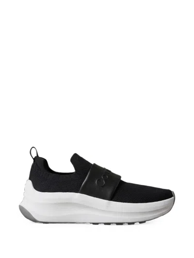Calvin Klein Volumax Logo-strap Knit Sneakers In Black