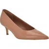 Calvin Klein Voneta Pointed Toe Kitten Heel Pump In Brown