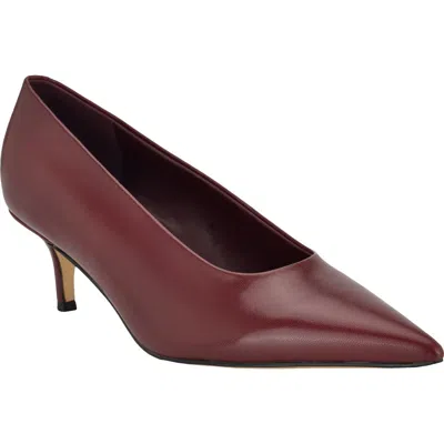 Calvin Klein Voneta Pointed Toe Kitten Heel Pump In Burgundy