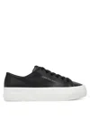 Calvin Klein Vulc Flatform Low Mg Lth Sneakers In Black