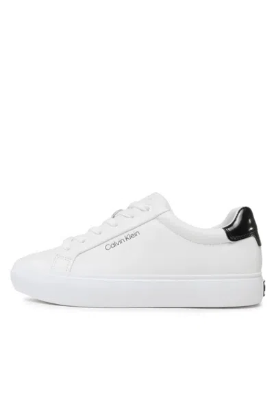 Calvin Klein Vulc Lace Up Sneakers In Bianco
