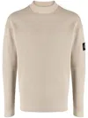 Calvin Klein Waffle-knit Organic Cotton Jumper In Neutrals