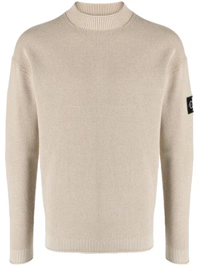 Calvin Klein Waffle-knit Organic Cotton Jumper In Neutrals