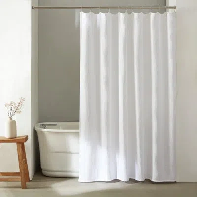 Calvin Klein Waffle Solid Shower Curtain In White