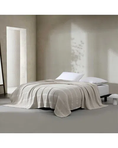 Calvin Klein Waffle Stripe Cotton Blanket
