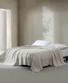 Calvin Klein Waffle Stripe Cotton Blanket, King In Light Beige