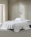 Calvin Klein Waffle Stripe Cotton Blanket, King In White