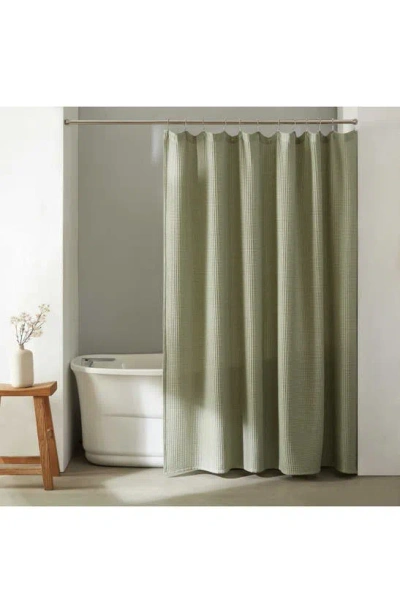 Calvin Klein Waffle Weave Shower Curtain In Sage Green