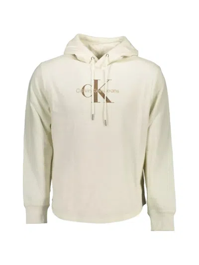 Calvin Klein Waffle-knit Relaxed-fit Hoodie In Neutral
