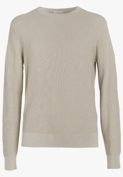 Calvin Klein Waflle Structure Sweater Swe In Gray