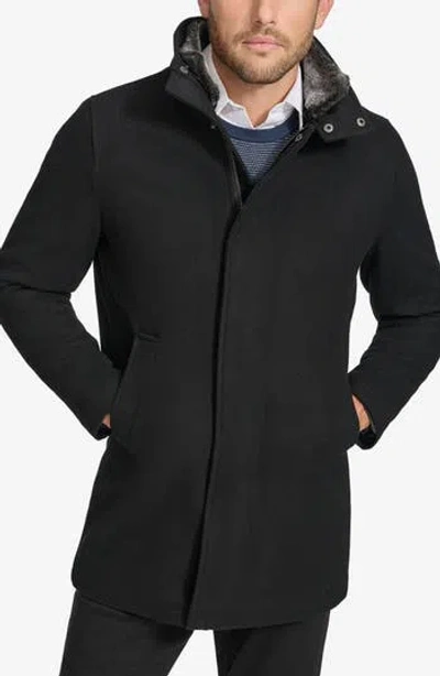 Calvin Klein Men's Flextech Stretch Water-resistant Hooded Stadium Jacket In Black