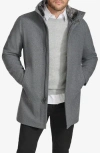 Calvin Klein Walking Wool Blend Coat With Faux Fur Trim In Charcoal