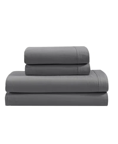 Calvin Klein Washed 200-thread Count Cotton 3-pc. Sheet Set, Twin In Graphite