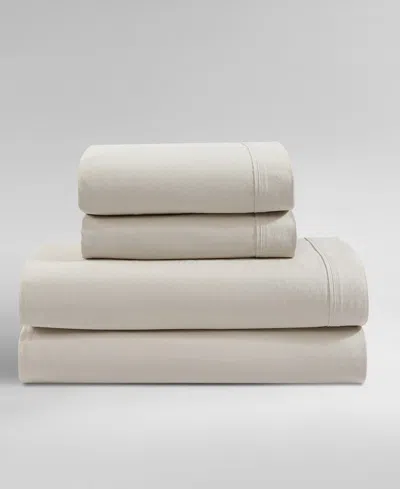 Calvin Klein Washed 200-thread Count Cotton 3-pc. Sheet Set, Twin In Light Beige