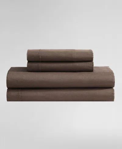 Calvin Klein Washed Cotton Percale 4-pc. Sheet Set, Queen In Earth