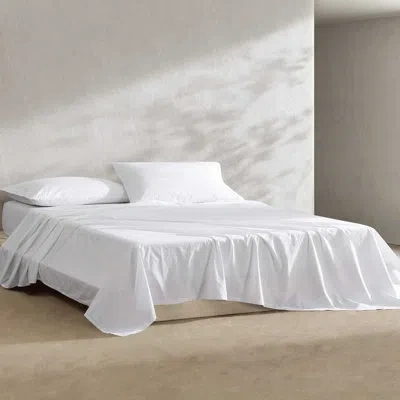 Calvin Klein Washed Cotton Percale Sheet Set In White