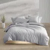 Calvin Klein Washed Percale Cotton Solid 3 Piece Duvet Cover Set, Queen In Grey/blue