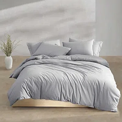 Calvin Klein Washed Percale 3 Piece Duvet Cover Set, Queen In Grey/blue