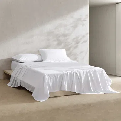 Calvin Klein Washed Percale 4 Piece Sheet Set, King In White