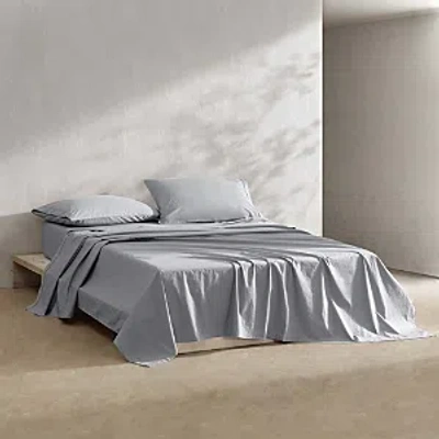 Calvin Klein Washed Percale 4 Piece Sheet Set, King In Grey/blue