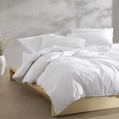 Calvin Klein Washed Percale Cotton 3 Piece Comforter Set, King In White