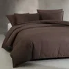 Calvin Klein Washed Percale Cotton 3 Piece Duvet Cover Set, Queen In Brown