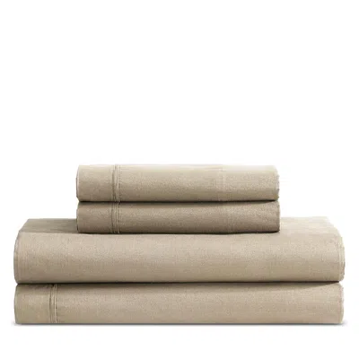 Calvin Klein Washed Percale Cotton 4 Piece Sheet Set, King