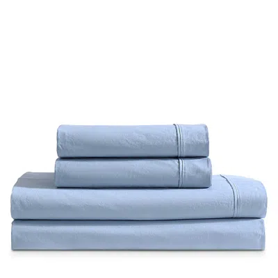 Calvin Klein Washed Percale Cotton 4 Piece Sheet Set, King In Blue