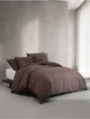 Calvin Klein Washed Percale Cotton Comforter Set In Brown
