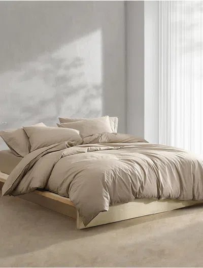 Calvin Klein Washed Percale Cotton Duvet Cover Set In Neutral