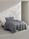 Calvin Klein Washed Percale Cotton Quilt Set In Gray