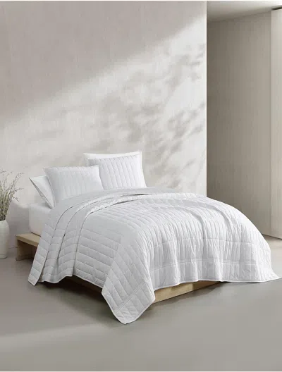 Calvin Klein Washed Percale Cotton Quilt Set In White