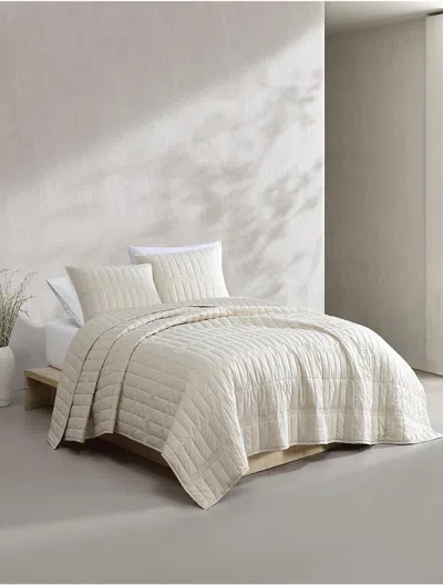 Calvin Klein Washed Percale Cotton Quilt Set In Neutral