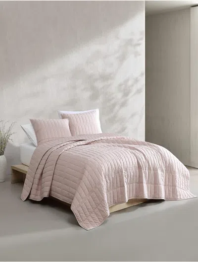 Calvin Klein Washed Percale Cotton Quilt Set In Pink