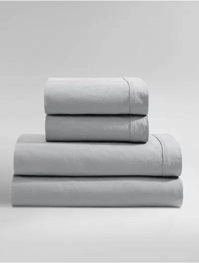Calvin Klein Washed Percale Cotton Sheet Set In Gray