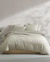 Calvin Klein Washed Percale Cotton Solid 3 Piece Comforter Set, Queen In Green