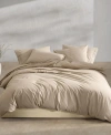 CALVIN KLEIN WASHED PERCALE COTTON SOLID 3 PIECE DUVET COVER SET, KING