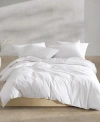 Calvin Klein Washed Percale Cotton Solid 3 Piece Duvet Cover Set, King In White