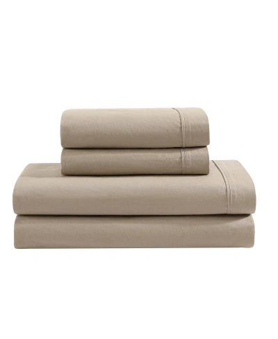 Calvin Klein Washed Cotton Percale 4-pc. Sheet Set, King In Camel Brown