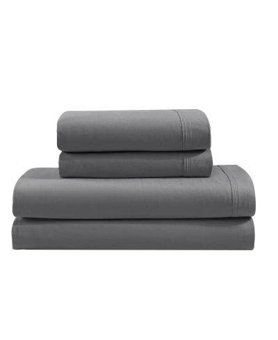 CALVIN KLEIN WASHED PERCALE COTTON SOLID 4 PIECE SHEET SET, KING