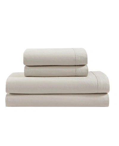 Calvin Klein Washed Cotton Percale 4-pc. Sheet Set, Queen In Light Beige