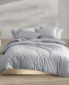 Calvin Klein Washed Percale Cotton Solid Duvet Cover Sets In White
