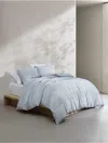 Calvin Klein Washed Percale Cotton Stripe Duvet Cover Set In Blue