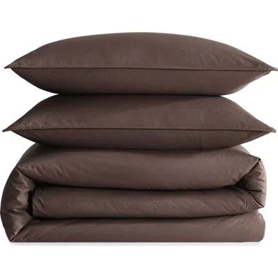 Calvin Klein Washed Percale Duvet Cover & Sham Set In Earth